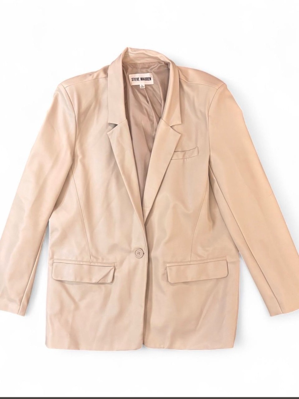 Steve Madden Cream Faux Leather Blazer Size Large